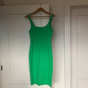 Zara Neon Green Bodycon Midi Dress Size M